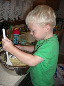 Stirring the Spaetzle Dough